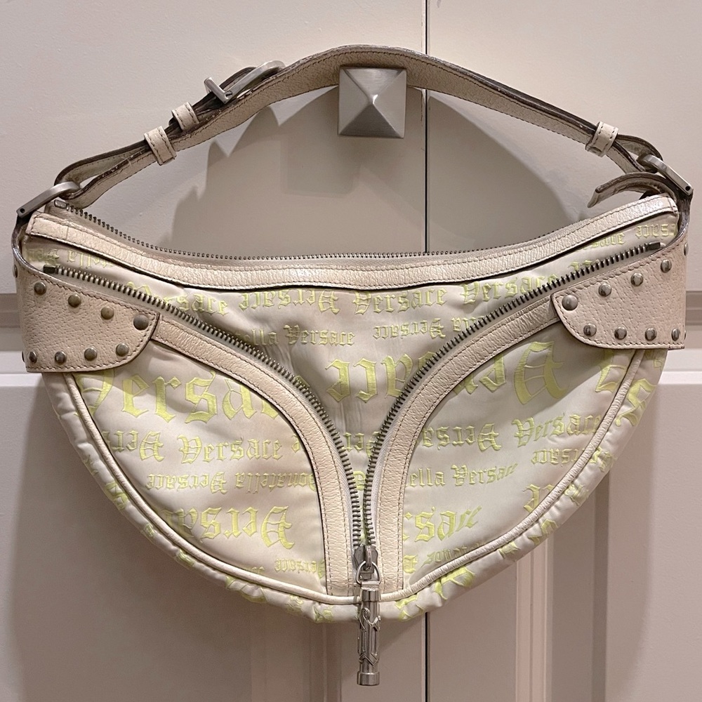 VERSACE // y2k versus half moon logomania studded pochette mini bag